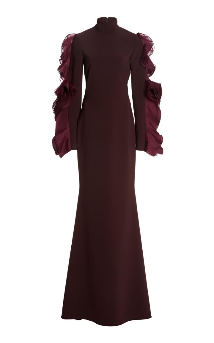 Moda Operandi Christian Siriano Mock Neck Flounce Sleeve Gown
