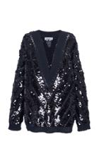 Valentino Oversized Sequined Wool V-neck Sweater