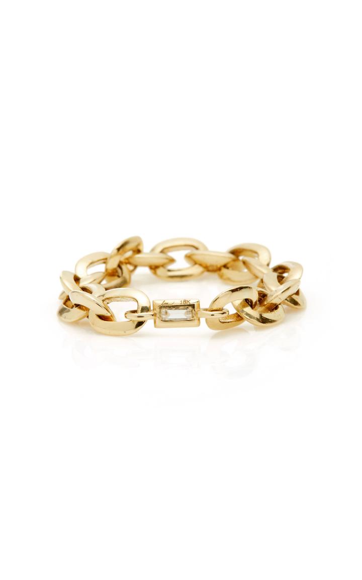 Moda Operandi Lizzie Mandler Knife Edge Oval Link Chain Ring With White Diamond Beze