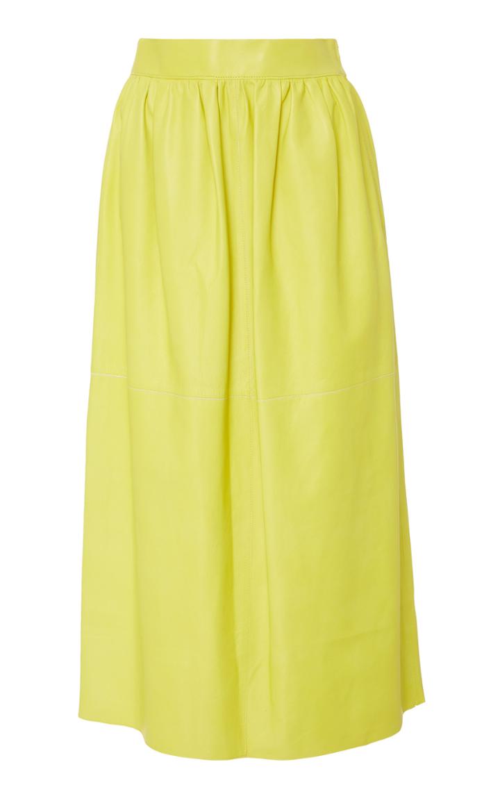 Cyclas Leather Midi Skirt