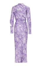 Ganni Embellished Gathered Cutout Satin Midi Dress