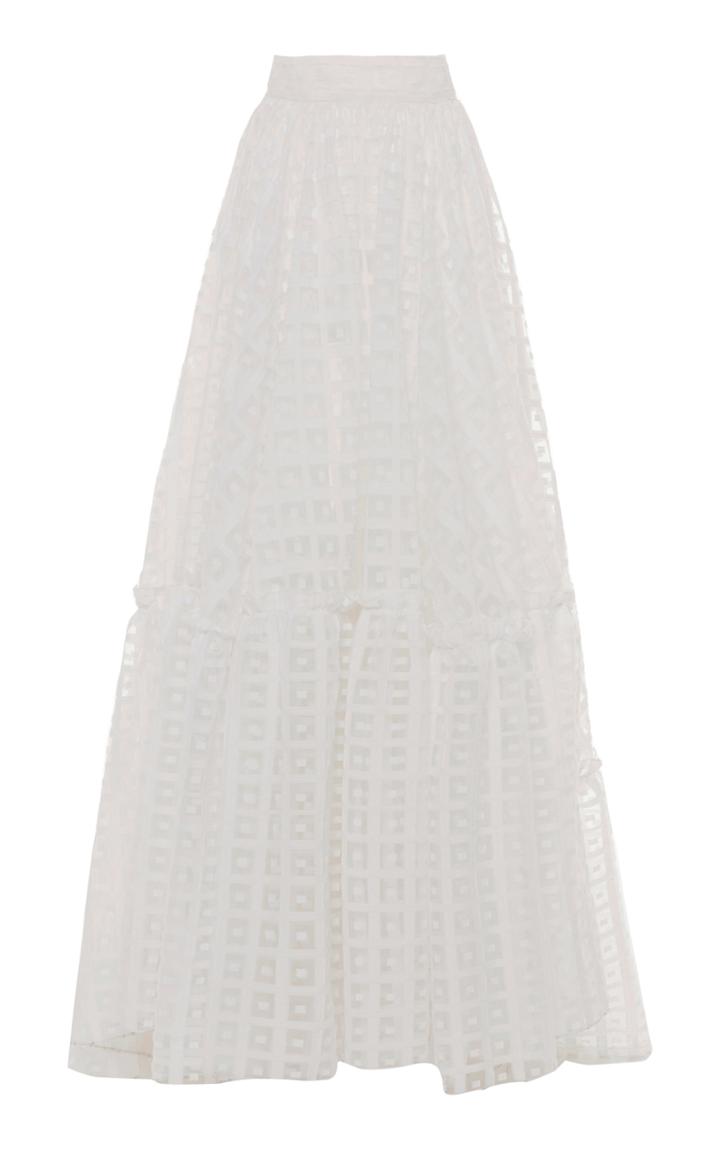 Luisa Beccaria Fil Coupe Embellished Sheer Maxi Skirt
