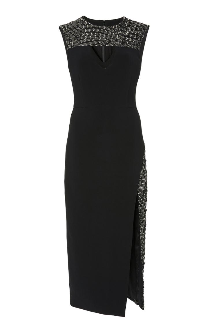 Christian Siriano Sequined Keyhole Side Slit Dress
