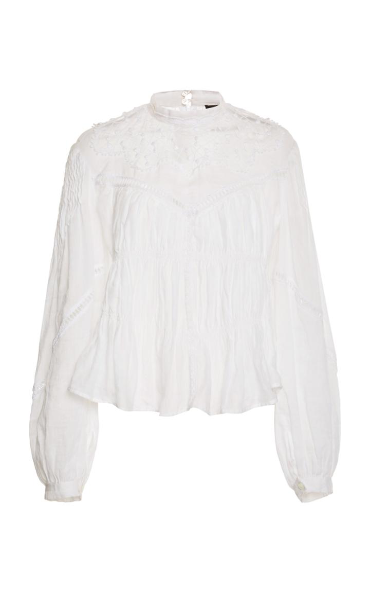 Isabel Marant Samantha- Lace-trim Ramie Blouse