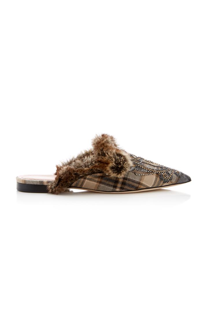 Alberta Ferretti Fur-trimmed Mia Mule