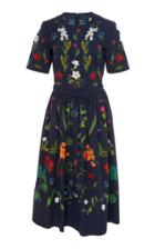 Oscar De La Renta Floral Printed Stretch-cotton Midi Dress