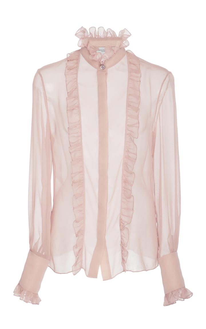 Carolina Herrera Ruffled Silk Chiffon Blouse