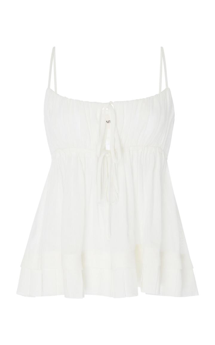 Khaite Chrystie Linen-blend Peplum Top