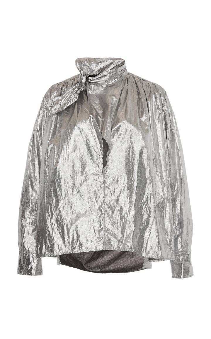 Isabel Marant Tessa Tie-neck Coated Cotton Top
