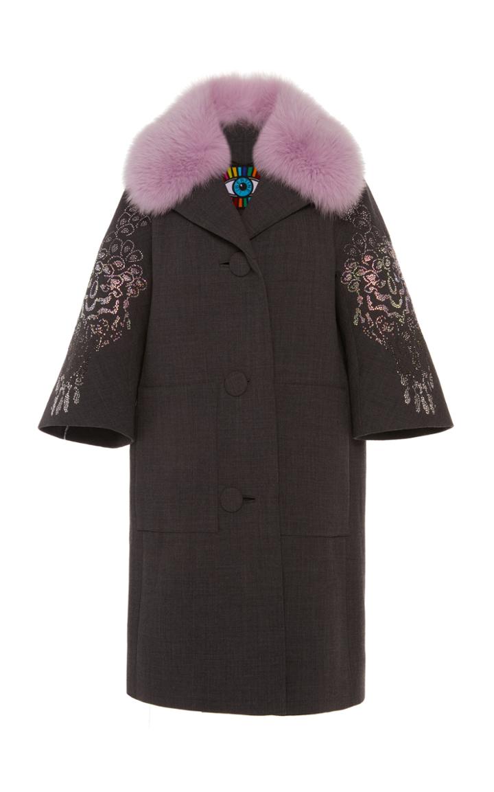 Libertine Picasso's Flower Patch Pocket Coat With Fur Collar