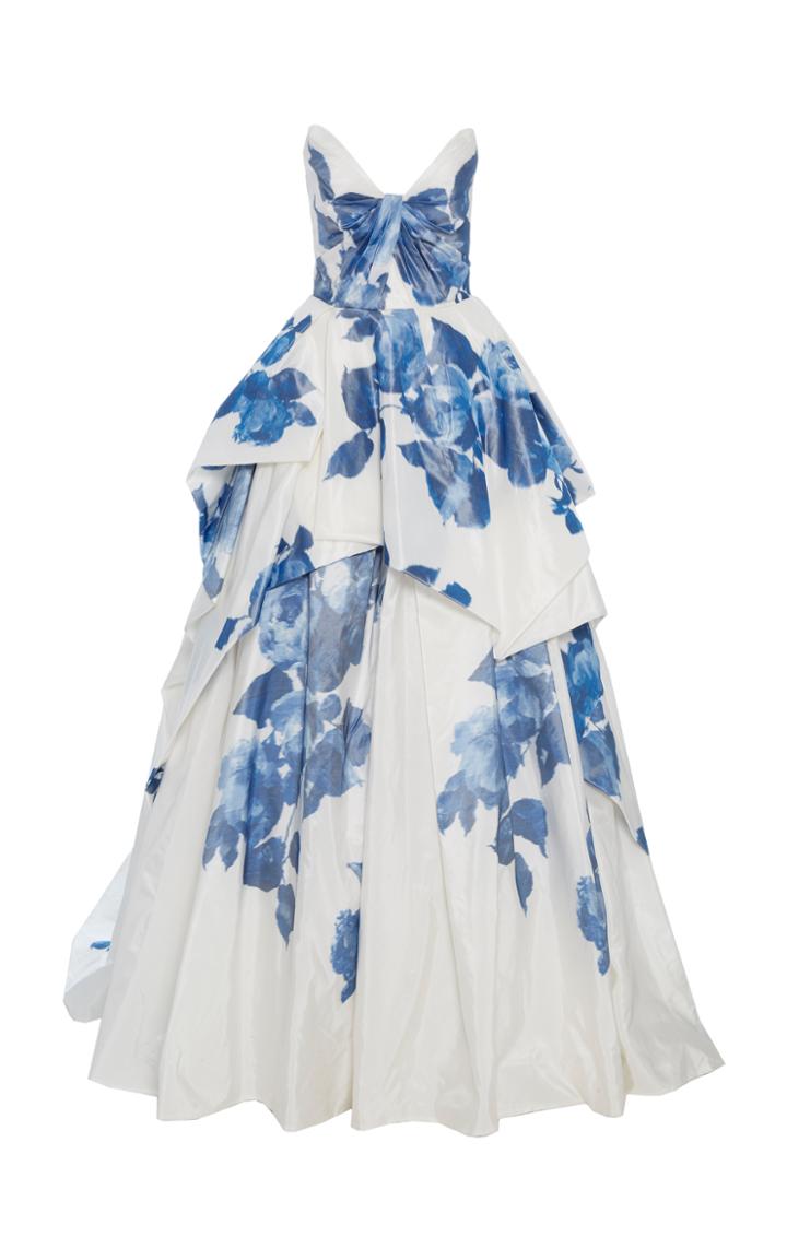 Monique Lhuillier Draped Bodice Ball Gown