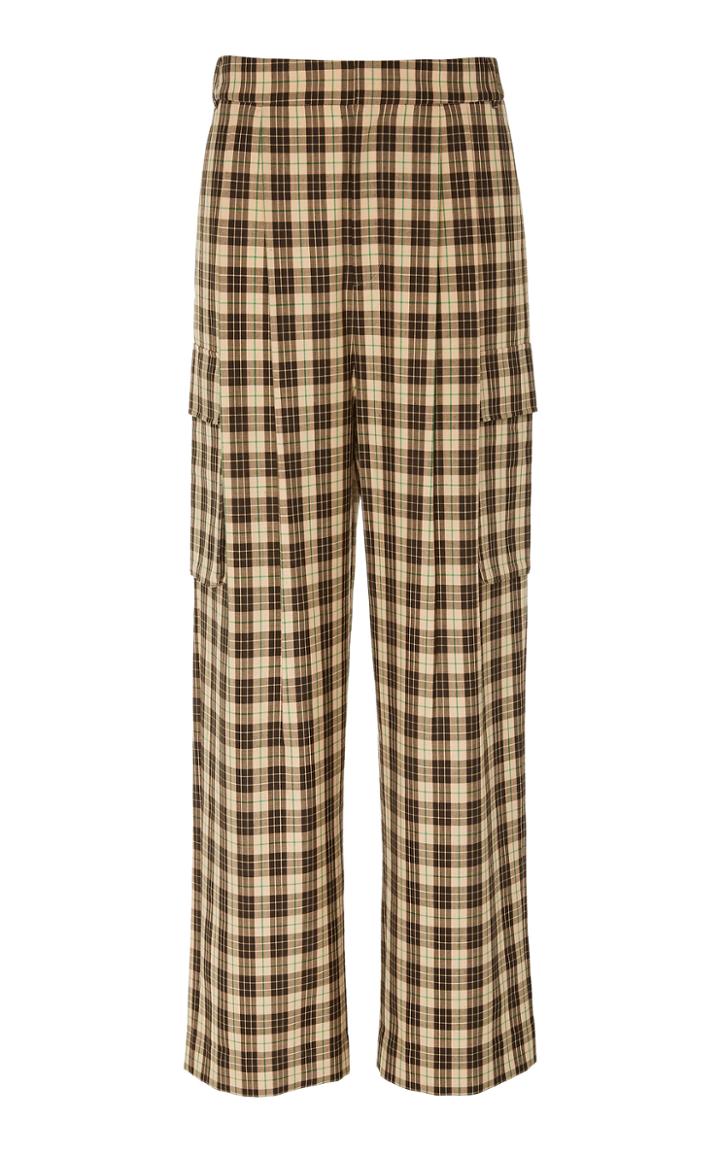 Moda Operandi Tibi Tristan Plaid Pleated Cargo Pant Size: 28