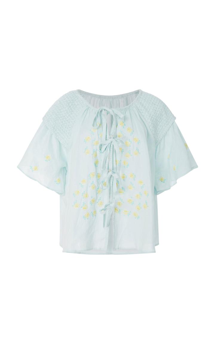 Innika Choo Smocked Linen Top