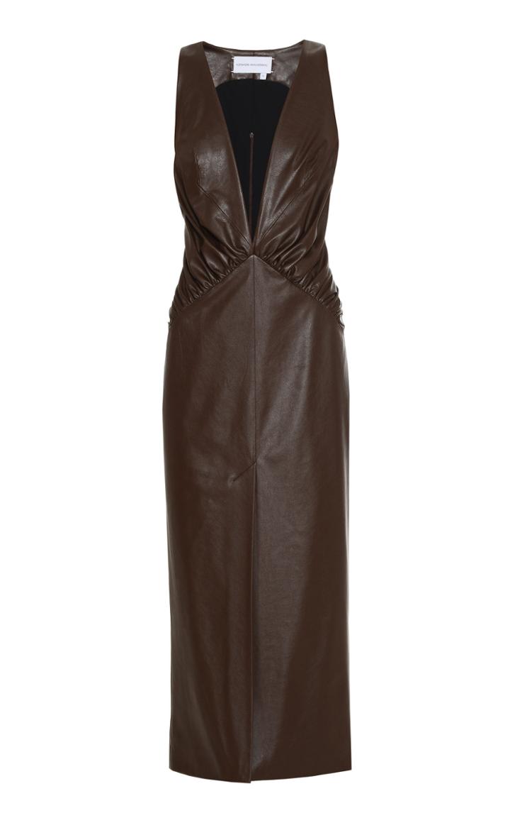 Moda Operandi Aleksandre Akhalkatsishvili Deep-v Faux Leather Midi Dress Size: Xs