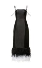 Moda Operandi Huishan Zhang Astra Feather And Crystal-trimmed Satin Midi Dress