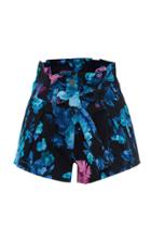 Moda Operandi Attico Floral-print Belted Cotton Shorts Size: 38