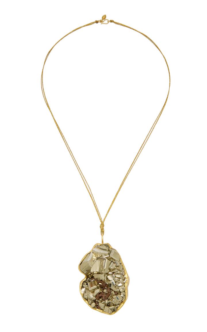 Pippa Small Dazzle Extra Large Colette Set Pyrite Pendant On Cord