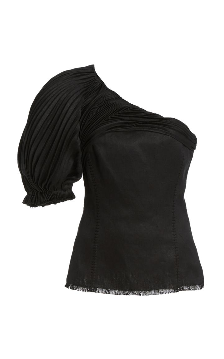 Moda Operandi Gabriela Hearst Allman One-shoulder Linen Top