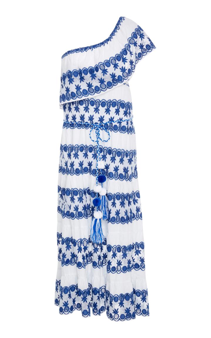 Miguelina One-shoulder Lace-trimmed Cotton Maxi Dress