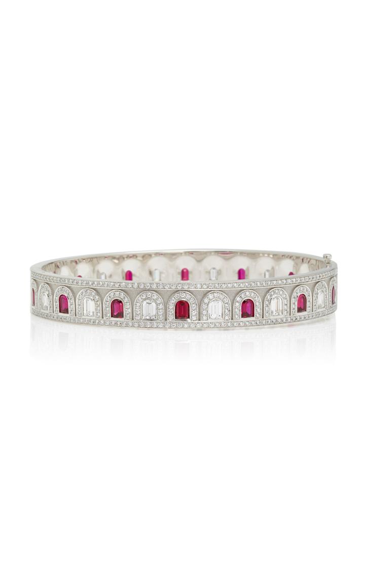 Davidor L'arc Dco Platinum, Ruby And Diamond Bangle