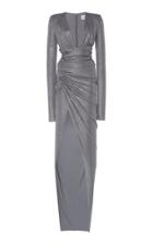 Alexandre Vauthier Metallic Deep-v Long Sleeve Gown