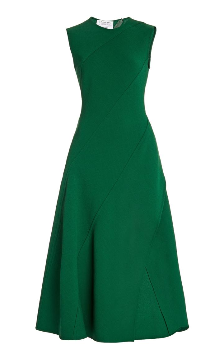 Oscar De La Renta Bias-cut Wool-blend Midi Dress