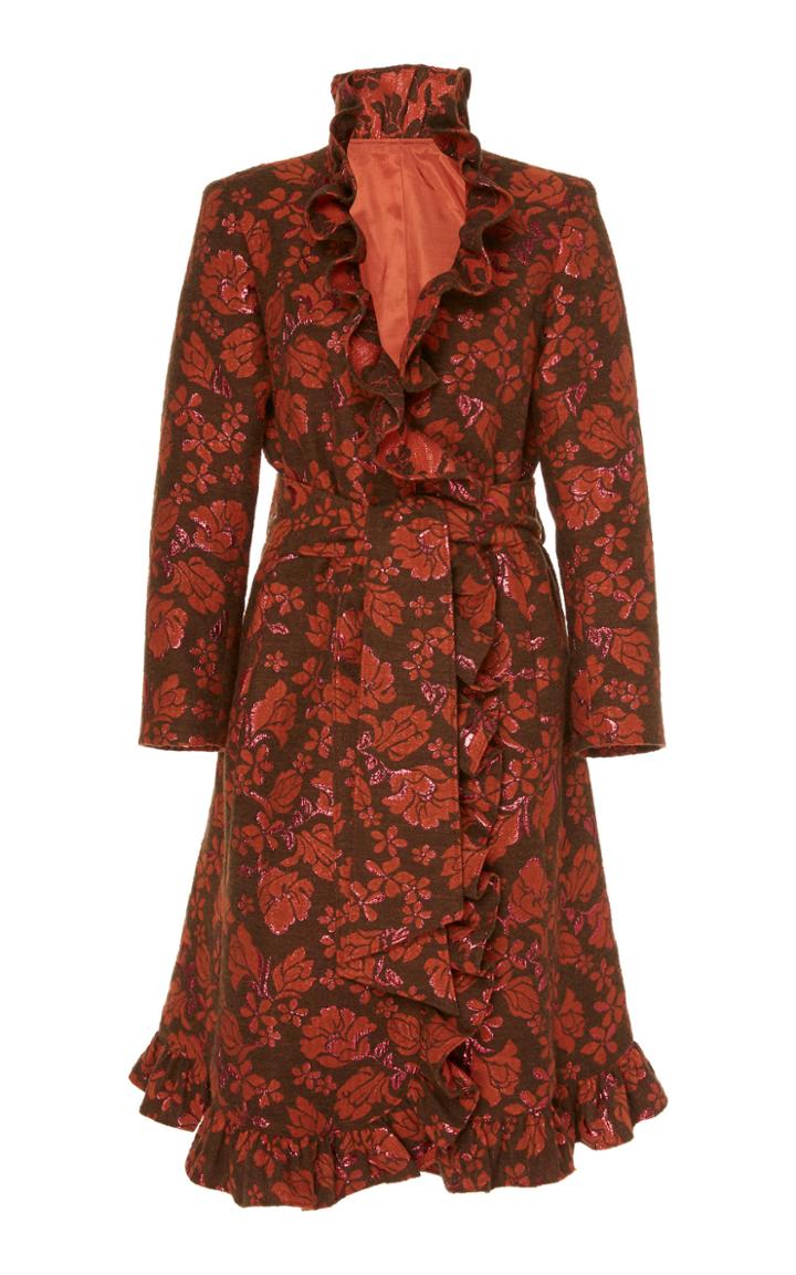 Anna Sui Autumn Evenings Ruffled Jacquard Coat