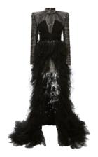 Balmain Crystal Embellished Mini Dress With Train