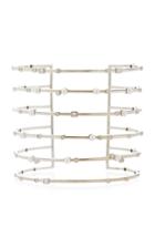Nancy Newberg White Gold 6 Row Cuff With Pearls And Diamonds