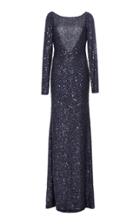 Naeem Khan Long Sleeve Low Back Gown