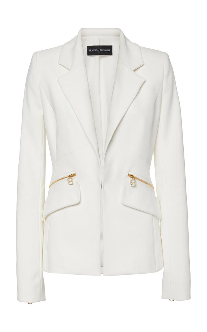 Brandon Maxwell Double Pocket Zip Cady Blazer