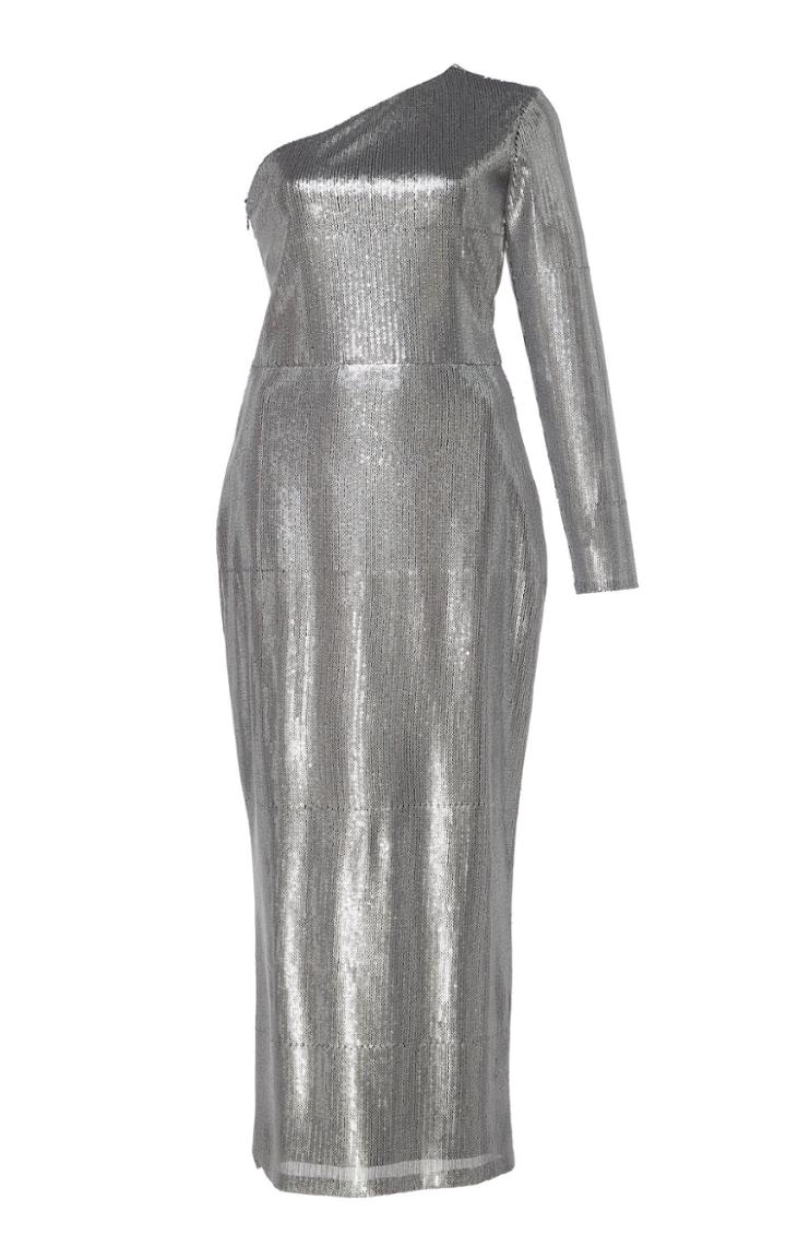 Martin Grant One-shoulder Lame Sheath Dress