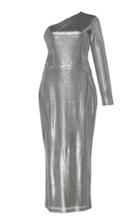 Martin Grant One-shoulder Lame Sheath Dress