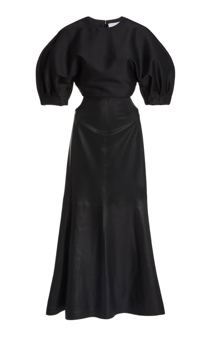 Moda Operandi Gabriela Hearst Monod Leather And Wool-silk Midi Dress
