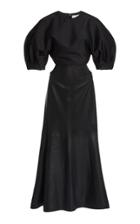Moda Operandi Gabriela Hearst Monod Leather And Wool-silk Midi Dress