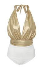 Flagpole X Oscar De La Renta Jerry Metallic Halterneck Swimsuit