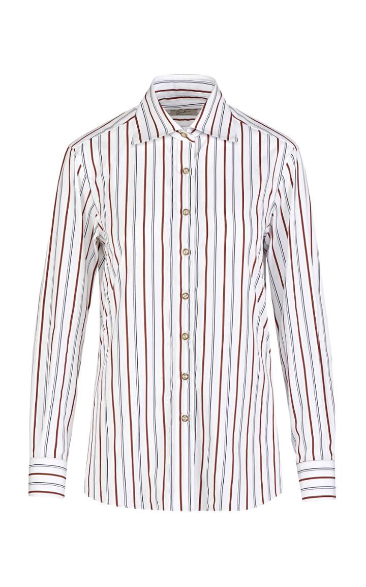 Giuliva Heritage Collection Elvira Striped Cotton Button Down Shirt
