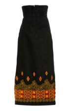 Anna Sui Daisies Embroidered Faux Suede Skirt