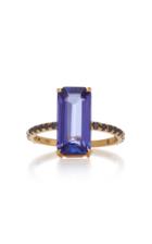 Yi Collection 18k Gold Tanzanite And Black Diamond Ring