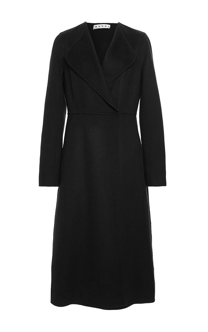 Marni Coal Grey Cashmere, Angora And Wool Coat