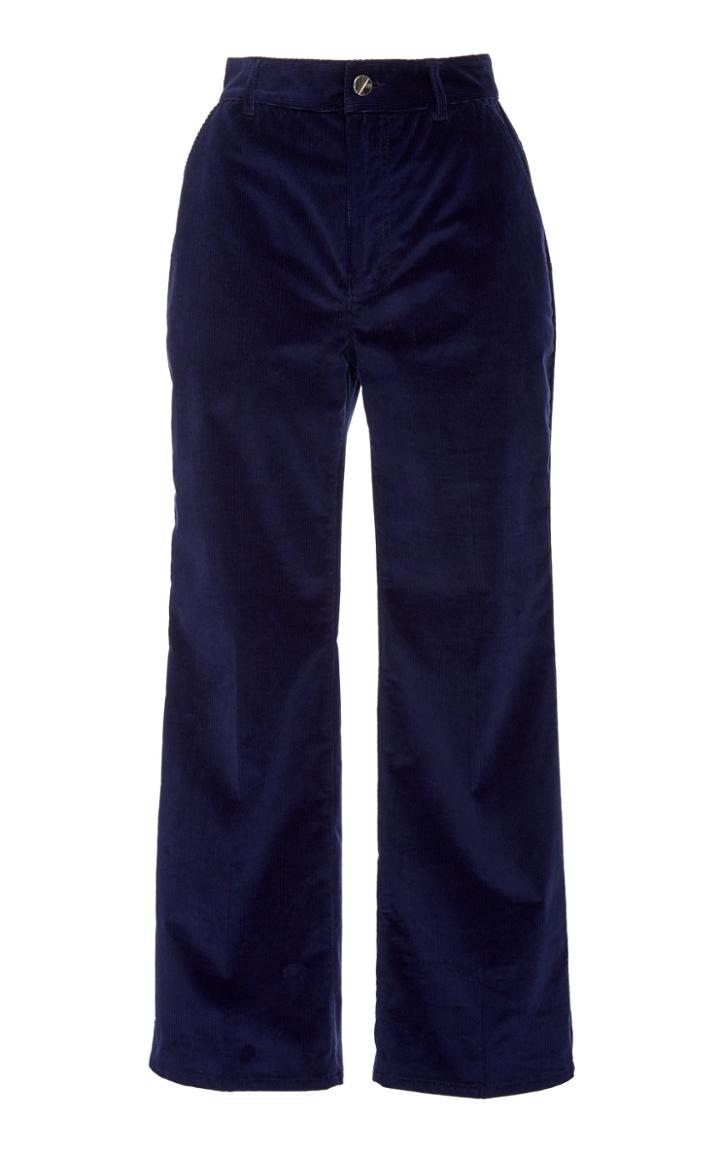 Altuzarra Adler High-rise Cropped Velvet Cotton-blend Pants