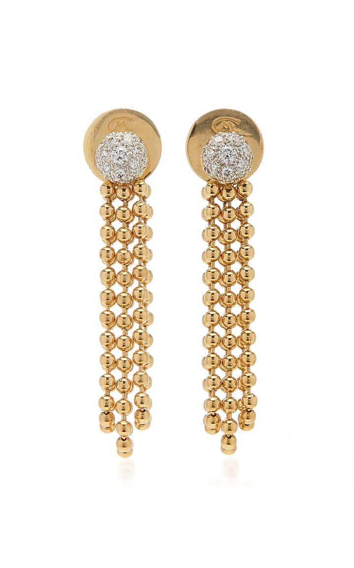 Maria Canale 18k Gold Ball Chain And Diamond Earrings