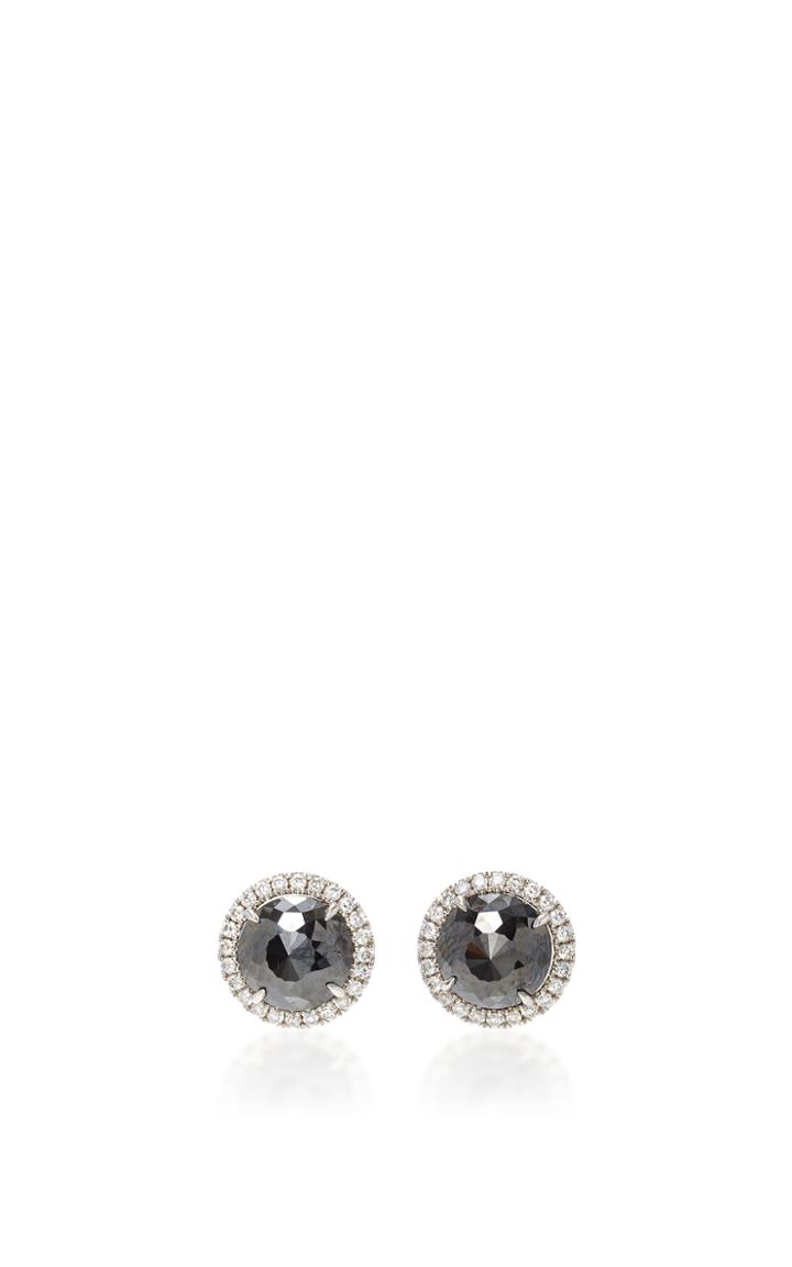 Nina Runsdorf Round Rose Cut Black Diamond Stud Earrings