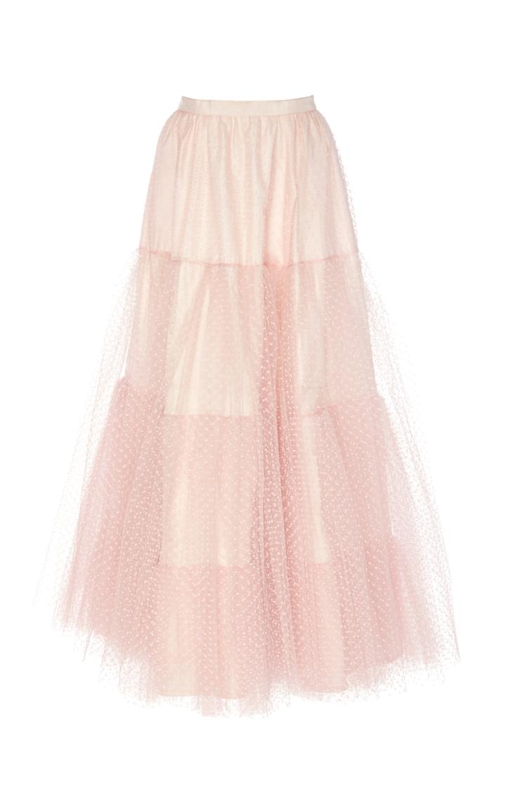 Loveshackfancy Etta Polka Dot Overlay Midi Skirt