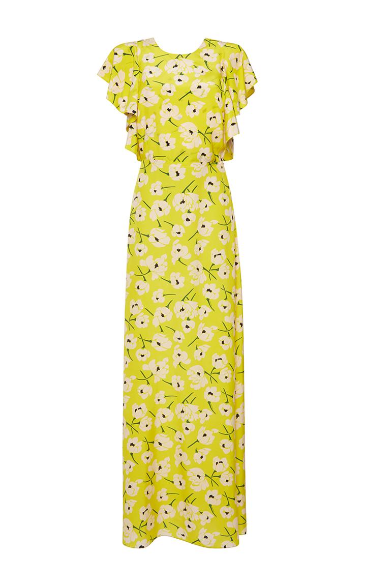 Rochas Crepe De Chine Flower Dress