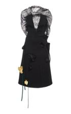 Prada Deep V-neck Lace Appliqu Midi Dress