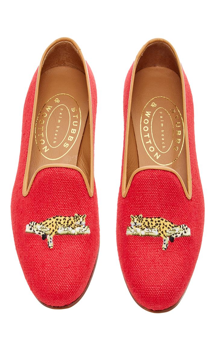 Stubbs & Wootton Leopardo Red Slipper