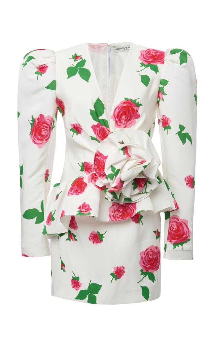 Moda Operandi Alessandra Rich Rose-printed Faille Mini Dress