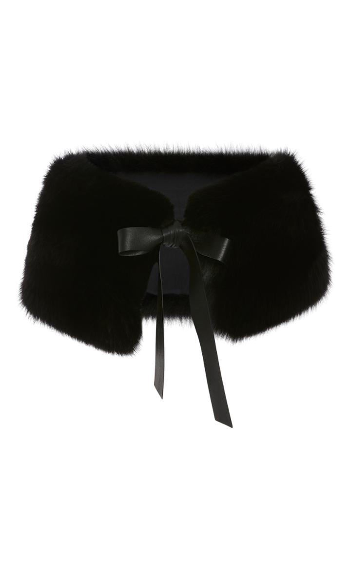 Elie Saab Leather And Fox Fur Stole