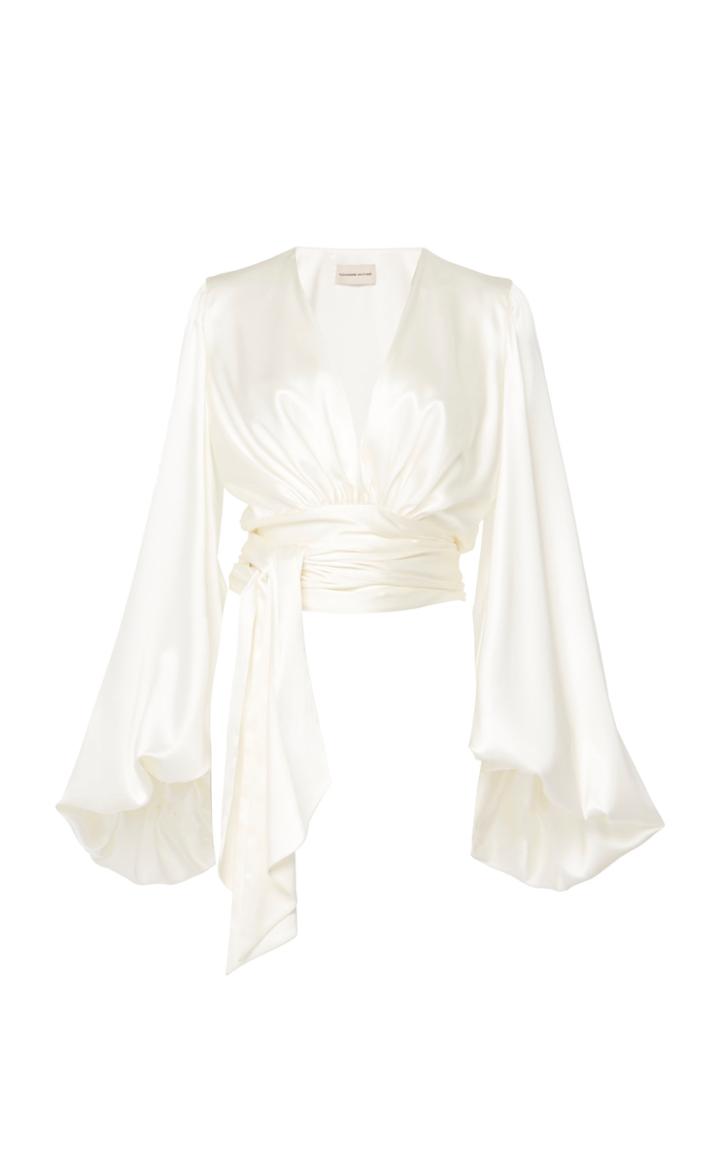 Alexandre Vauthier Tie-detailed Silk-blend Satin Blouse